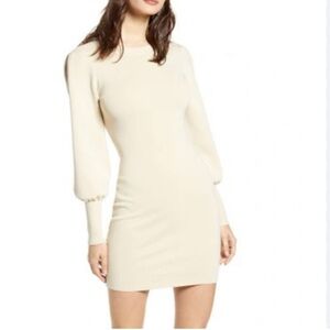 Anthropologie Leith Cream Long Sleeve Bodycon Dress